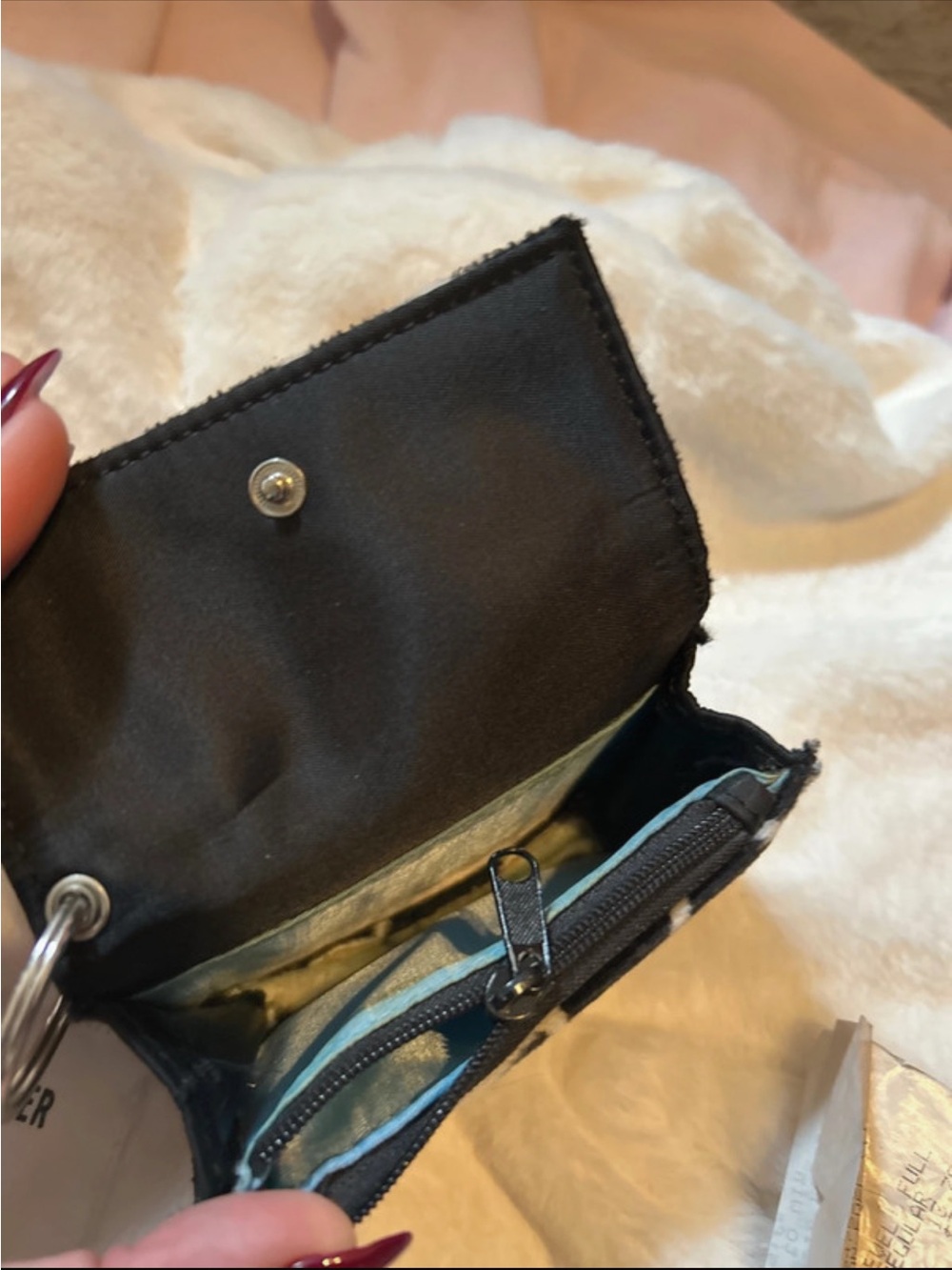 Compact Black Coin Pouch Wallet with Zipper